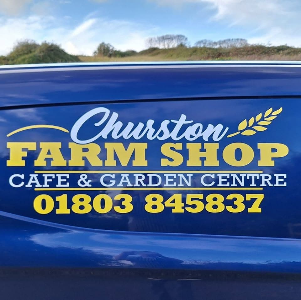 The Churston Farm Shop van in its blue and yellow livery